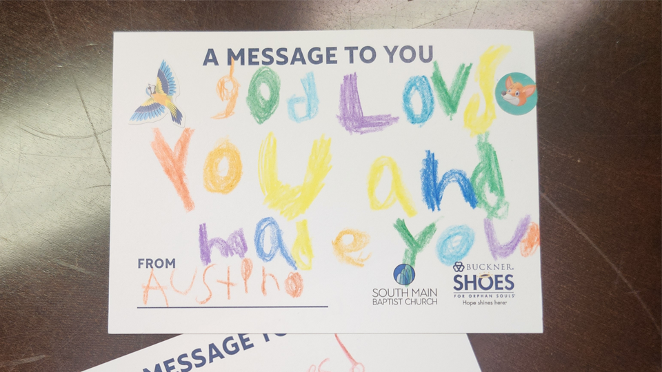 note from houston shoe drive