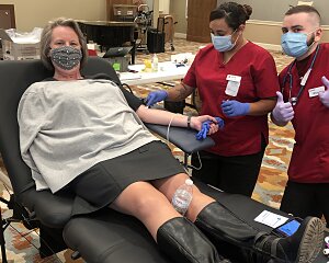 red cross staff work the blood drive at ventana by buckner